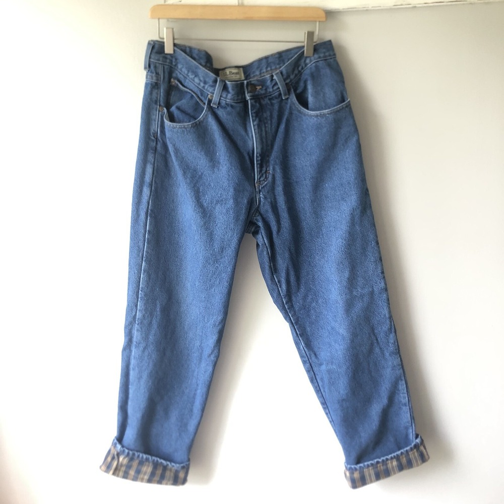 Vintage‎ LL Bean Flannel Lined Light Wash Jeans Men's Size 36X32